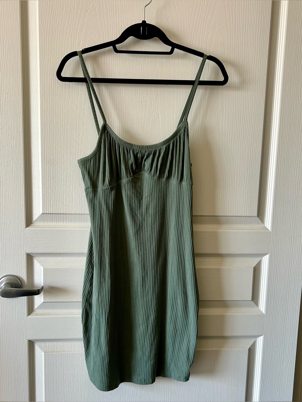 No Boundaries Olive Green Ribbed Slip Mini Dress